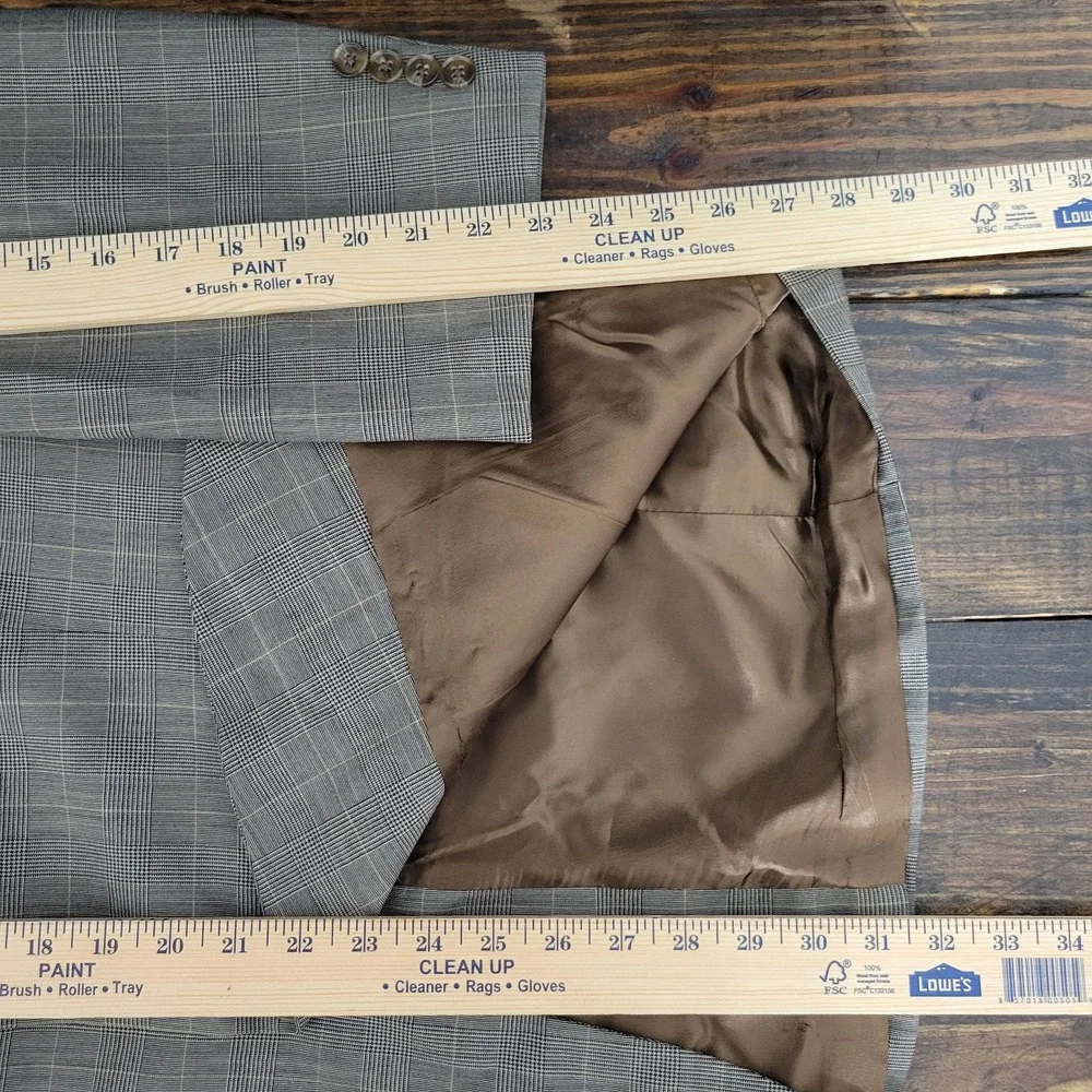 Lauren Ralph Lauren Men's Sport Coat Blazer Three Button Brown‎ Plaid Wool 46R